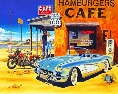 Route 66 Vintage Travel Paint by numbers