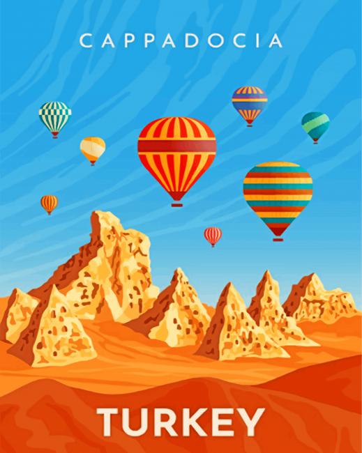 Paint by Numbers Kit : Level III : Hot Air Balloons in Cappadocia