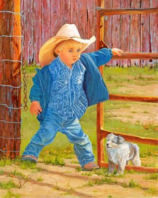 Western Little Cowboy Paint By Numbers - Numeral Paint Kit