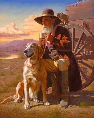 Western Old Man And His Dog Paint By Number Numeral Paint