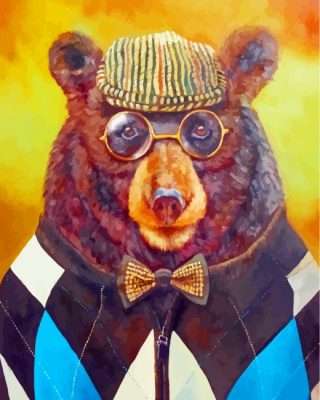 Bear With Glasses Paint by numbers