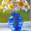 Blue Glass Vase With Flowers Paint by numbers