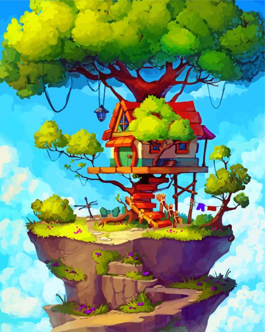 Paint By Numbers Adults kids Anime Tree House DIY Painting Kit