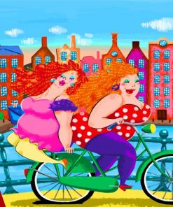 Fat Girls On Bicycle Paint by numbers