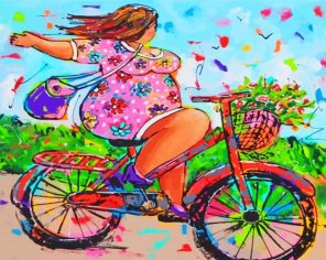 Fat Woman On Bicycle Paint by numbers