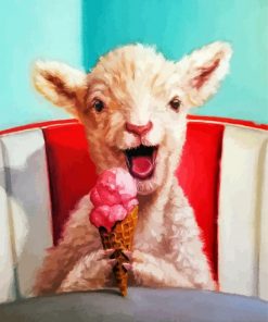 Lamb Eating Ice Cream Paint by numbers