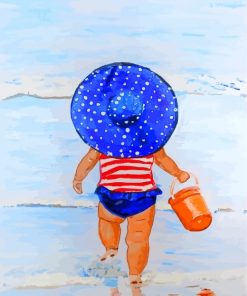 Little Girl In Beach Paint by numbers