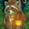 Mr Raccoon And Lantern Paint by numbers