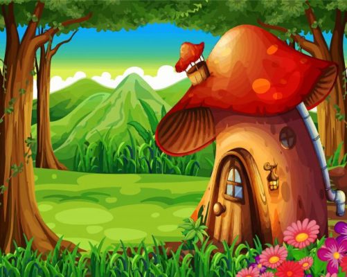 Mushroom House Illustration Paint by numbers