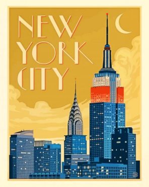 New York City Poster Paint By Numbers - Numeral Paint Kit