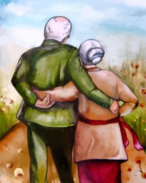 Old Couple Hugging Paint by numbers
