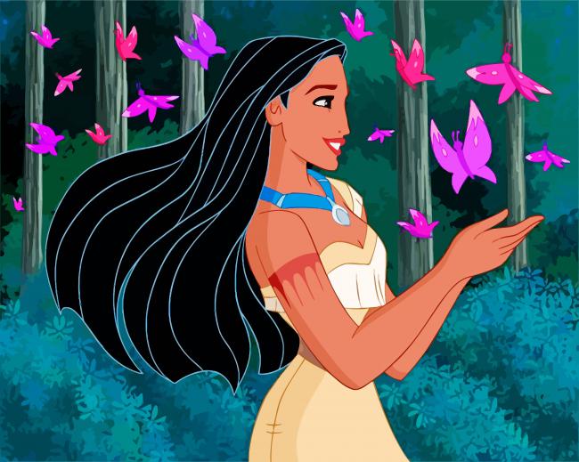 650px x 519px - Pocahontas And Butterflies Paint By Numbers - Numeral Paint Kit