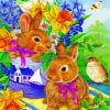 Rabbits And Bird Paint by numbers