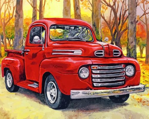 Red Pick Up Truck Paint by numbers