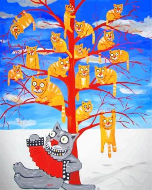 Tree Cats Paint by numbers
