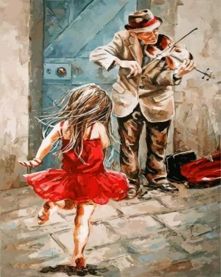 Violinist Man And Girl Paint by numbers