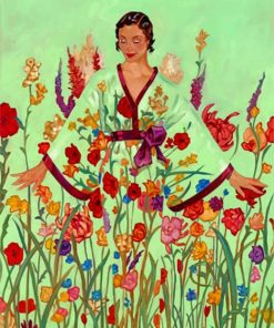 Woman And Flowers Art Paint by numbers