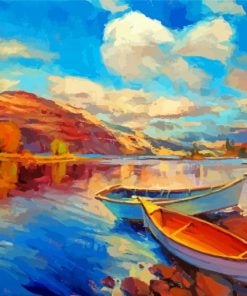 Wooden Boats By Lake Paint by numbers