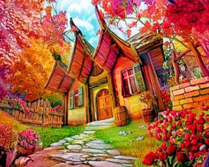 Fantasy House In The Forest Paint by numbers