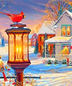 Cardinals In Snow Paint By Numbers