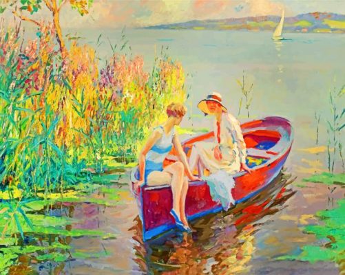 Vintage Women On A Boat paint by numbers