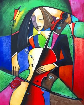Abstract Cello Player Paint By Numbers - Numeral Paint Kit