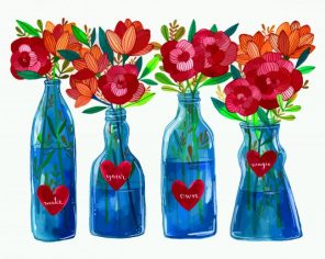 Aesthetic Flowers In Glass Paint by numbers