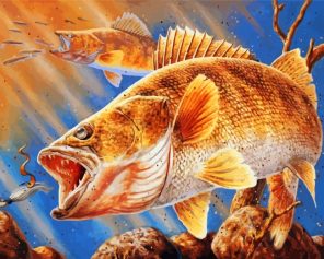 Bass Fish In Water Paint by numbers