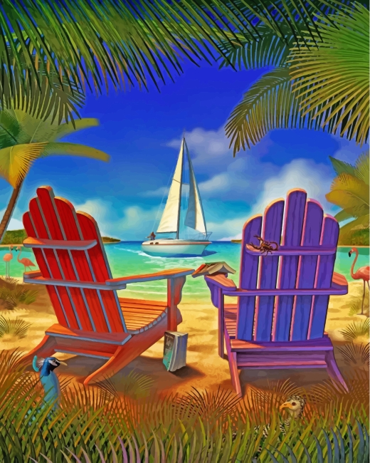 Beach Chairs Paint By Numbers - Numeral Paint Kit