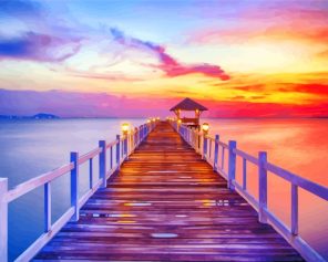 Beach Pier At Sunset Paint by numbers