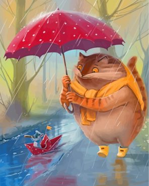 Cat And Mouse In Rain Paint by numbers