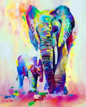 Colorful Elephants Art Paint by numbers