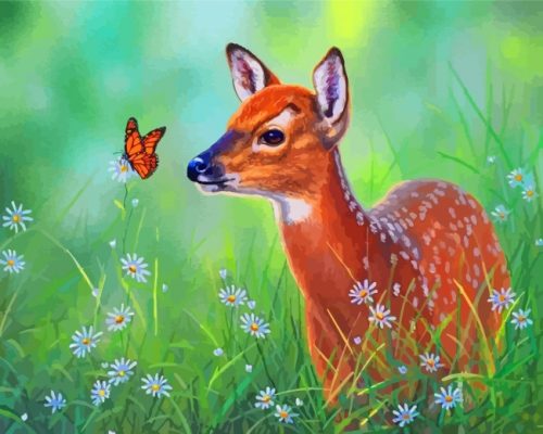 Deer And Butterfly Paint by numbers
