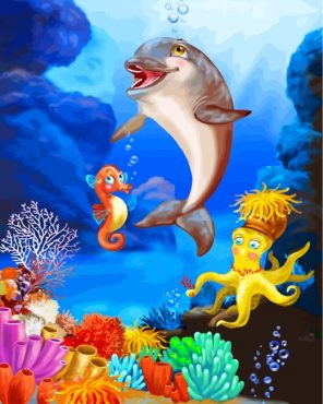 Dolphin Undersea Paint by Numbers numbers