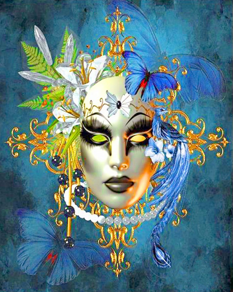 Female Venetian Mask Paint By Numbers - Numeral Paint Kit