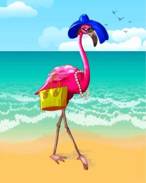 Flamingo In Hat Paint by numbers