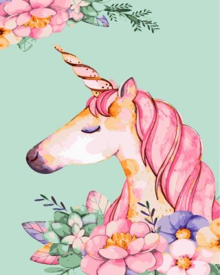 Floral Unicorn Paint by numbers
