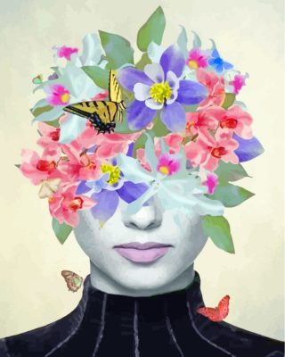 Floral Woman And Butterflies paint by numbers