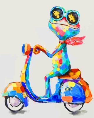 Frog On Scooter Paint by numbers