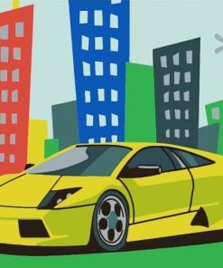 Green Lamborghini Car Paint by numbers