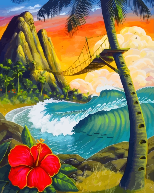 Paint by Number Adult, Colorful Tropical Hawaii Floral Herbal Paint by  Numbers, Tropical Fflowers Hibiscus and Palms Leaves Paint by Number, 16x20