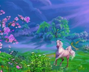 Horse Running In Nature Paint by numbers