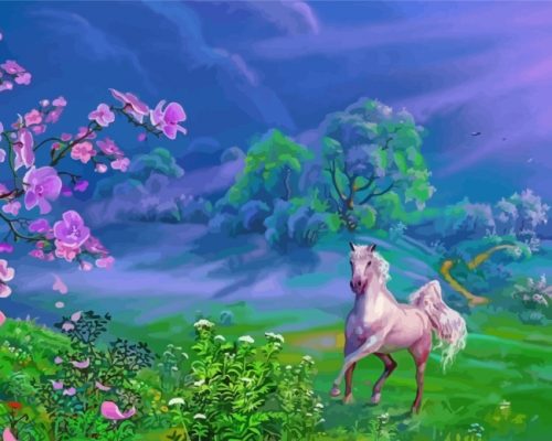 Horse Running In Nature Paint by numbers
