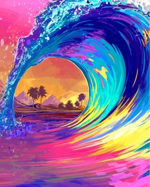 Illustration Colorful Wave Paint by numbers