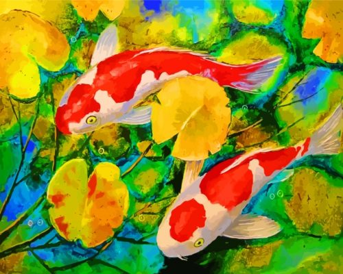 Koi Fish In Pond Paint by numbers