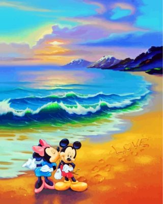 Micky And Minnie Mouse Watching Disney Paint By Numbers 