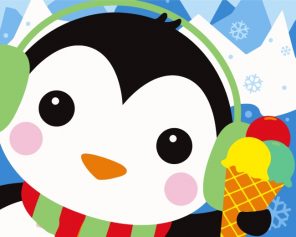 Penguin Eating Ice Cream Paint by numbers