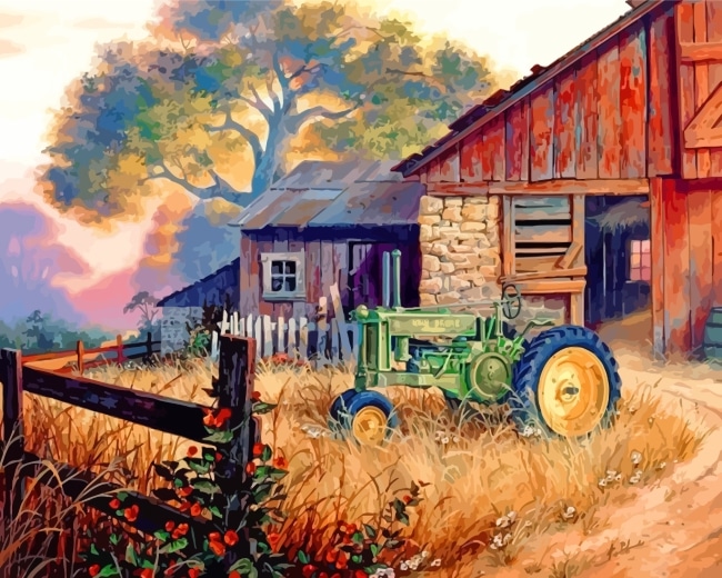 Rusty Tractor Paint By Numbers - PBN Canvas