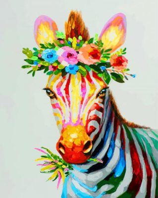 Zebra With Flowers Paint by numbers
