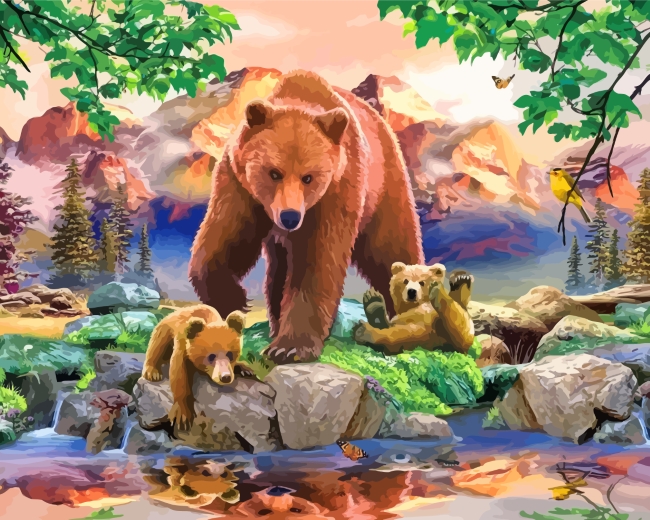Bear Paint by Number Paint by Number Kit Adult DIY Oil Painting